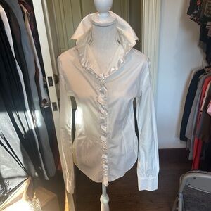 Gianfranco Ferré Ivory Ruffled Button-Down Shirt